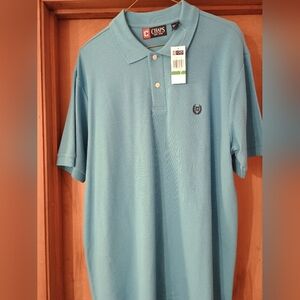 NWT MENS CHAPS POLO TOP LARGE Polo Shirt Aqua